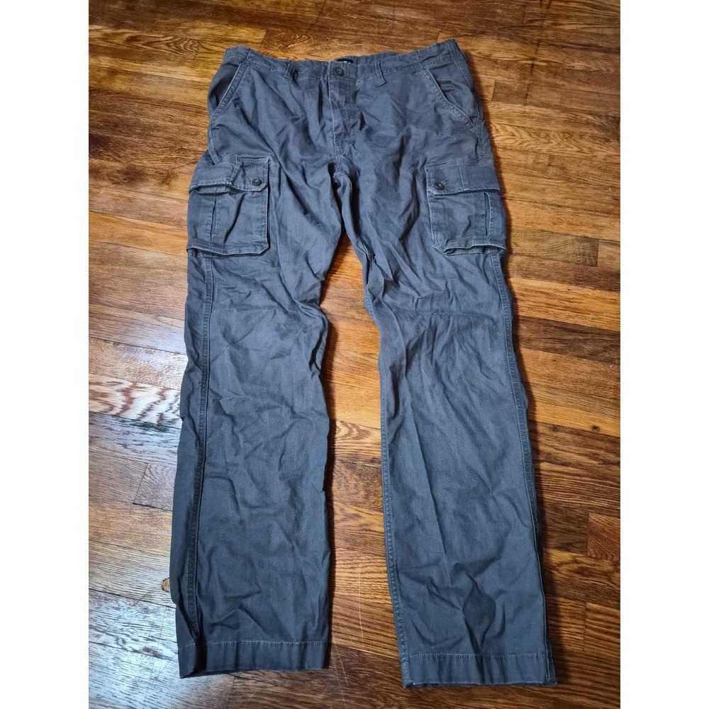 St Johns Bay Mens Cargo Pants 38x34 Gray Comfort Stretch Rugged Outdoor Pockets